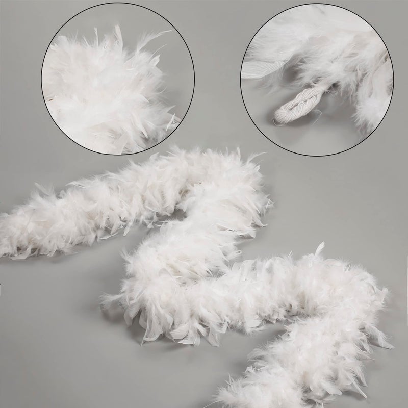 Larryhot 45g White Feather Boa - 2 Yards Turkey Boa Feathers for Party Bulk,Christmas,Wedding Centerpieces,Costume,Concert,Pet and Home Decoration(45g-White) - Image 3