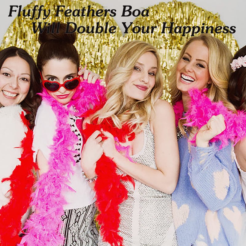 Larryhot 45g White Feather Boa - 2 Yards Turkey Boa Feathers for Party Bulk,Christmas,Wedding Centerpieces,Costume,Concert,Pet and Home Decoration(45g-White) - Image 2