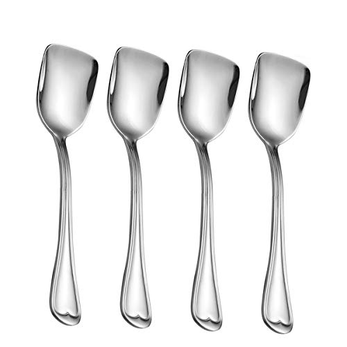 HISSF Ice Cream Spoons 18/10 Stainless Steel Dessert Spoon 4 Pcs, Shovel Spoons, 6.0 Inches, Dishwasher Safe - Image 1