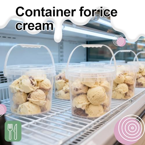 UMETASS 4 Pack 1 Gallon Food Grade Plastic Buckets with Screw Lids & Handle, Reusable Storage Containers for Snacks, Salad, Sauce - Clear Freezer Safe Bucket Set - Image 5