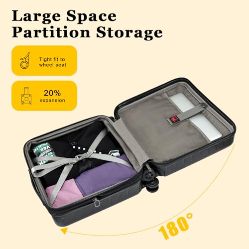 CENSIEN 16 Inch Carry On Luggage Airline Approved, Expandable Lightweight ABS+PC Hard Shell Suitcases with 360° Spinner Wheels, TSA Lock, YKK Zippers (Navy Blue, 1 PC) - Image 3