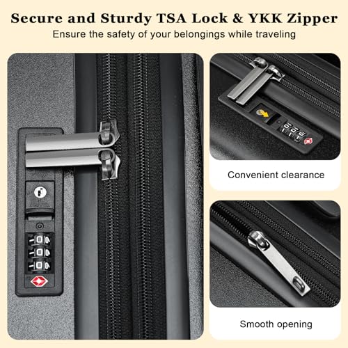 CENSIEN 16 Inch Carry On Luggage Airline Approved, Expandable Lightweight ABS+PC Hard Shell Suitcases with 360° Spinner Wheels, TSA Lock, YKK Zippers (Navy Blue, 1 PC) - Image 4