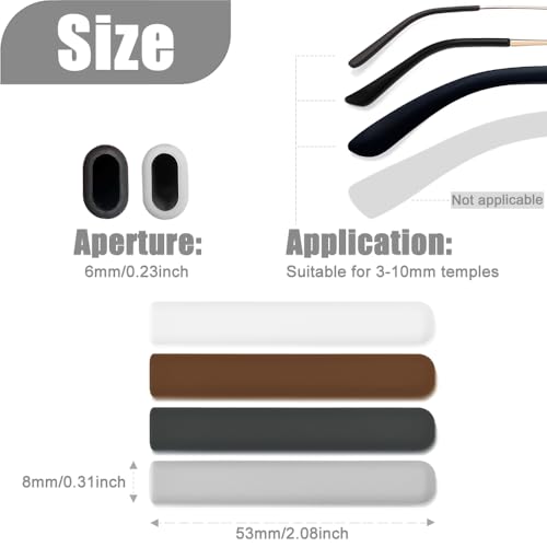 IYOOH 2 Pairs Silicone Glasses Ear Cushion, Eye Glasses Ear Grippers Anti Slip, Rubber Ear Pieces Non Slip, Soft Eyeglass Ear Cushions for Pain, Temple Sleeves Tips Ear Pads for Preventer (Black) - Image 2