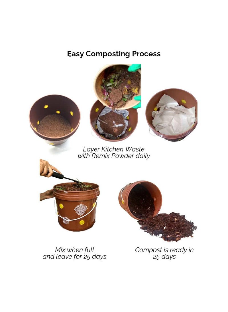 Daily Dump 5 Day Composting Test Kit 15 litres x 4 I Starter Kit I Easy Smell Free I for Converting All Kinds of Kitchen Food Waste Into Fertilizer Manure