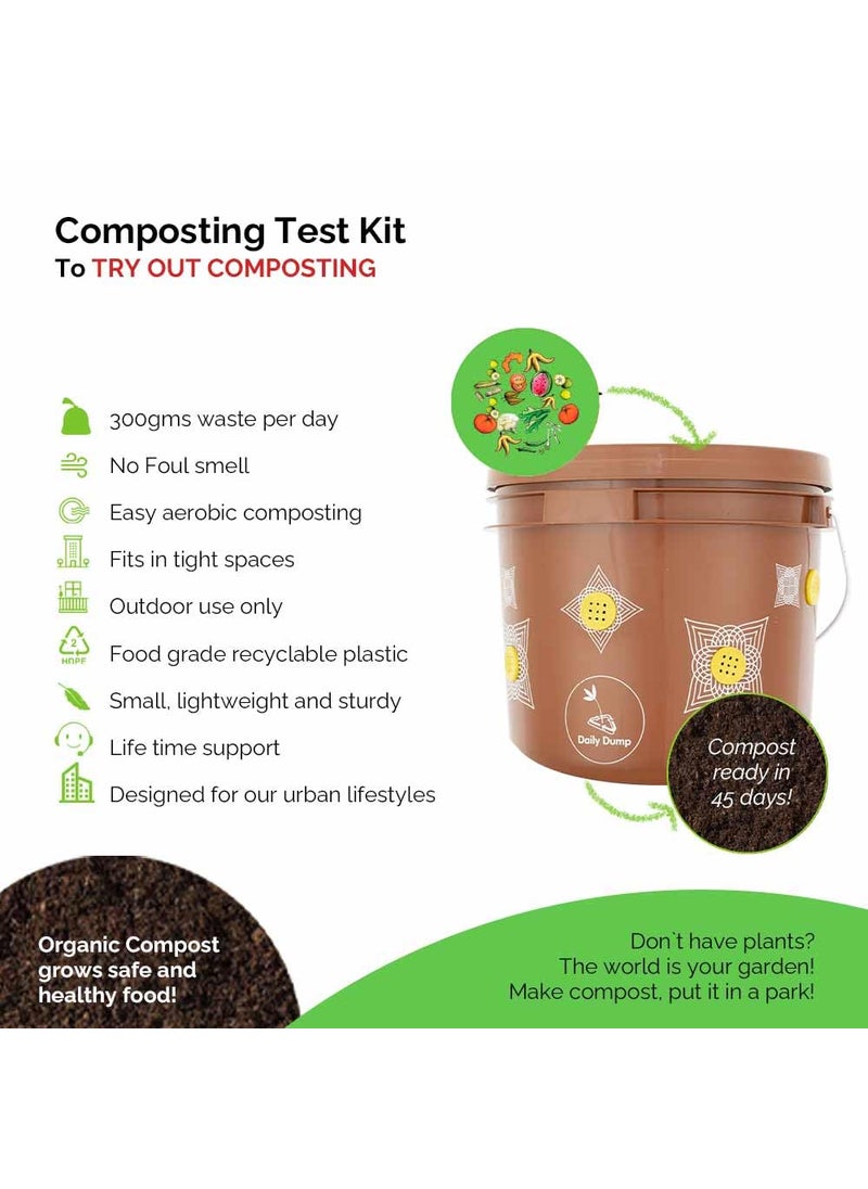 Daily Dump 5 Day Composting Test Kit 15 litres x 4 I Starter Kit I Easy Smell Free I for Converting All Kinds of Kitchen Food Waste Into Fertilizer Manure