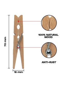 PAMEER 20-Piece Wooden Clothespins Natural Bamboo Clothes Pegs Anti Rust and Moisture Resistant Wooden Craft Pins Durable Clothing Clips with Strong Grip Holders for Laundry Cloth Drying.  - Image 2
