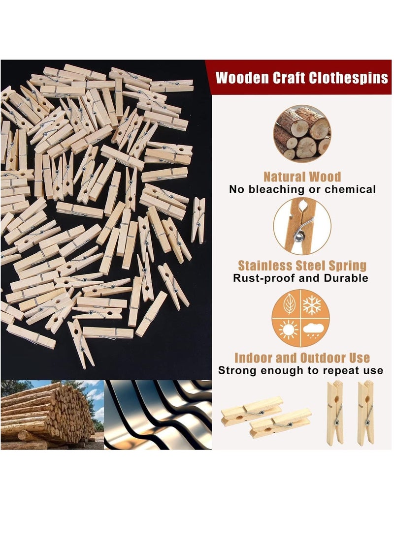 PAMEER - 20-Piece Wooden Clothespins Natural Bamboo Clothes Pegs Anti Rust and Moisture Resistant Wooden Craft Pins Durable Clothing Clips with Strong Grip Holders for Laundry Cloth Drying. - Image 1