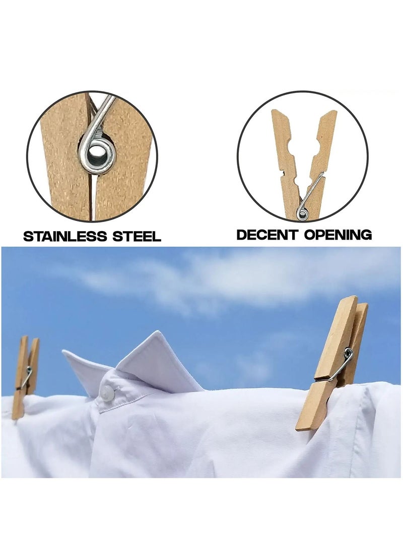 PAMEER - 20-Piece Wooden Clothespins Natural Bamboo Clothes Pegs Anti Rust and Moisture Resistant Wooden Craft Pins Durable Clothing Clips with Strong Grip Holders for Laundry Cloth Drying. - Image 1