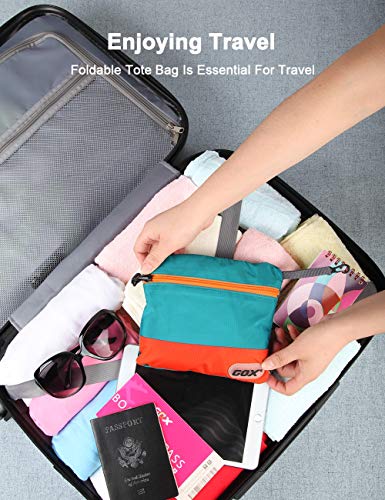 GOX Foldable Bags for Travel Duffel Bag Packable Tote Bag Carry on Luggage Weekender Overnight Bag for Women (Turquoise) - Image 2