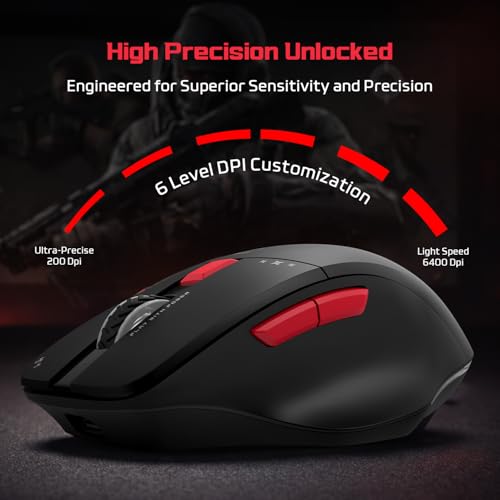 EvoFox Shadow X Pro Wireless Gaming Mouse Tri-Mode Rechargeable | BT, USB 2.4G & Wired, S203 Sensor, 1000Hz Polling Rate, 6400 DPI, RGB Lighting, 6 Programmable Buttons, Software Support - Image 4