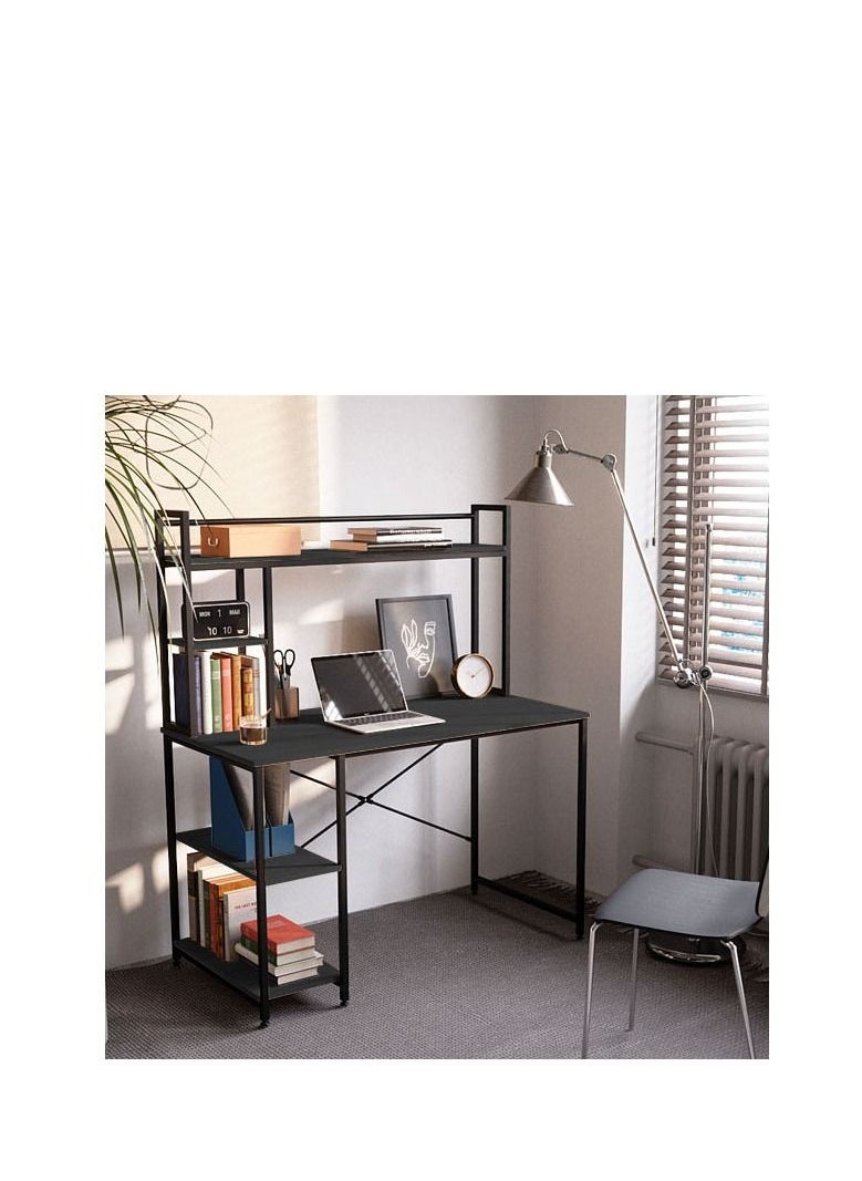 Home Gallery - Computer Desk 120 cm with Hutch and Storage Shelves - Image 1