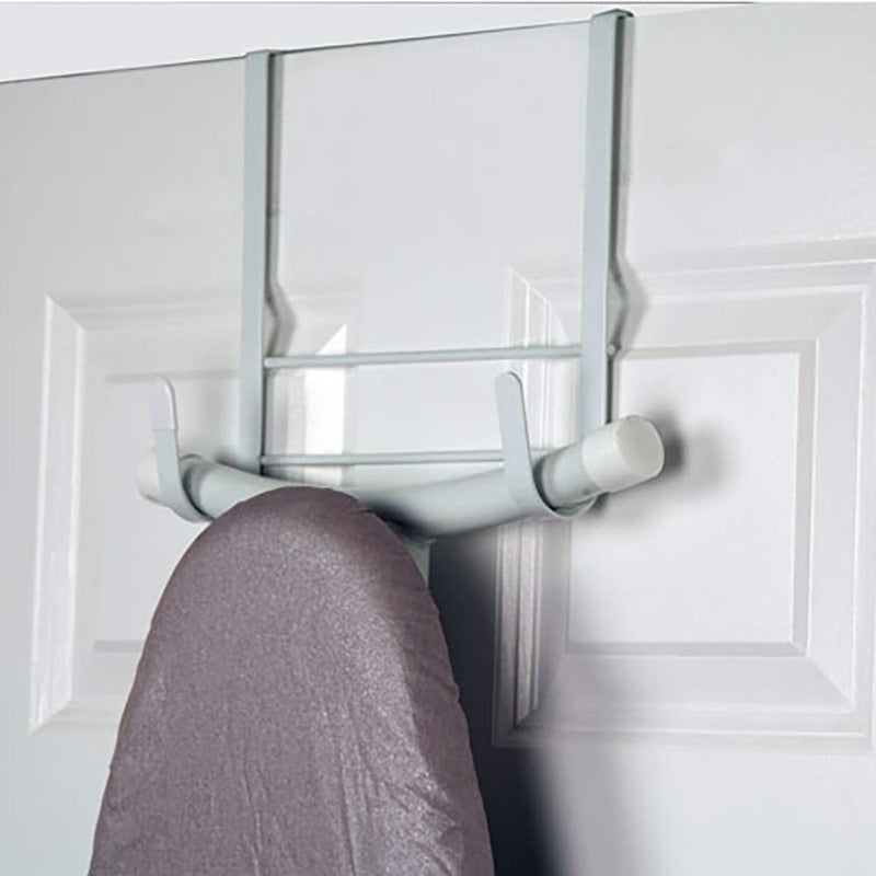 INDIAN DECOR 21055 Over The Door Space saving Steel Ironing Board Holder KitchenGrey - Image 1
