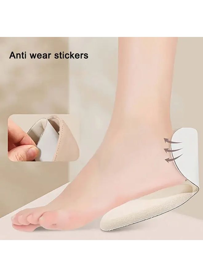 Pair Of Beige Heel Grips For Women Ergonomic Heel Cushion Pads With Breathable Fabric Non Slip Support For High Heels And Flats Half Size Adjusters For Comfort - Image 5