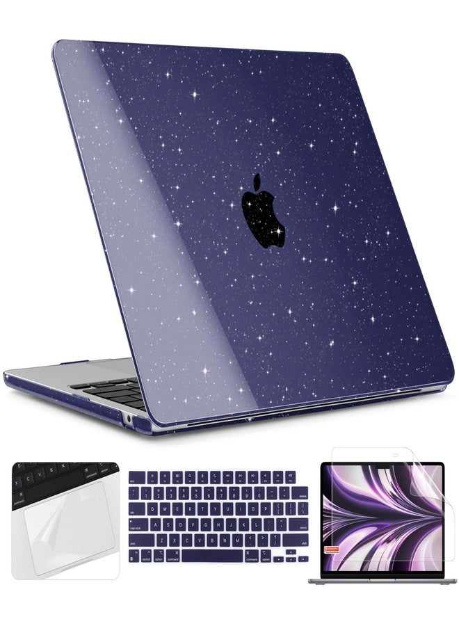 TWOLSKOO for M4 MacBook Air 13.6 inch Case 2025-2022 Release M4 A3240 M3 A3113 M2 A2681, Plastic Hard Shell & Trackpad Film & Keyboard Cover & Screen Film for MacBook Air 13.6", Star Space Blue - Image 1