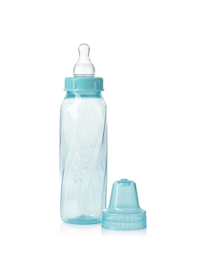 evenflo Feeding Classic Tinted Plastic Standard Neck Bottles for Baby, Infant and Newborn - Teal/Green/Blue, 8 Ounce (Pack of 12) - Image 2