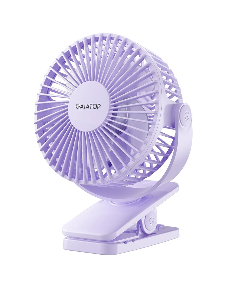 Gaiatop مروحة قابلة للتثبيت من جاياتوب تعمل بالبطارية، مروحة طاولة صغيرة قوية تعمل عبر USB، مروحة مكتب مصغرة قابلة للشحن بهدوء بثلاث سرعات، مروحة تبريد شخصية تدور 360° للمنزل والمكتب وعربات الأطفال والتخييم - Image 1