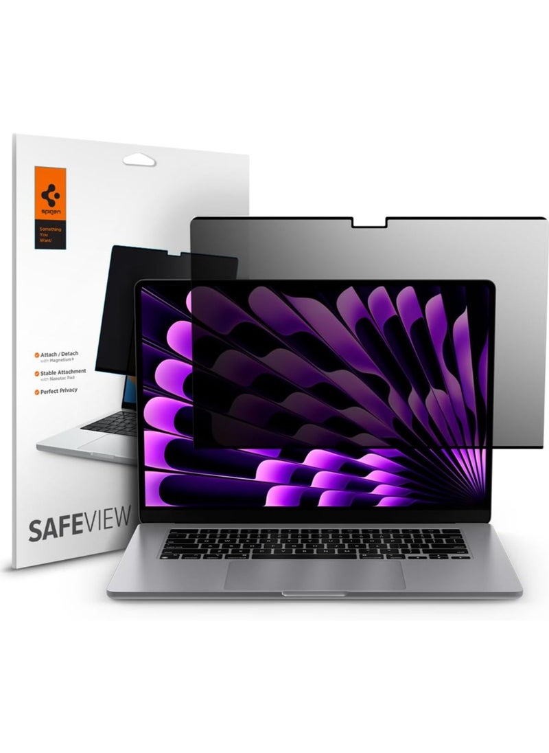 Spigen MacBook Air 15 inch Privacy Filter Screen Protector Film [SafeView] M4 (2025) / M3 (2024) / M2 (2023) [Snap on install / Removable]  - Image 1