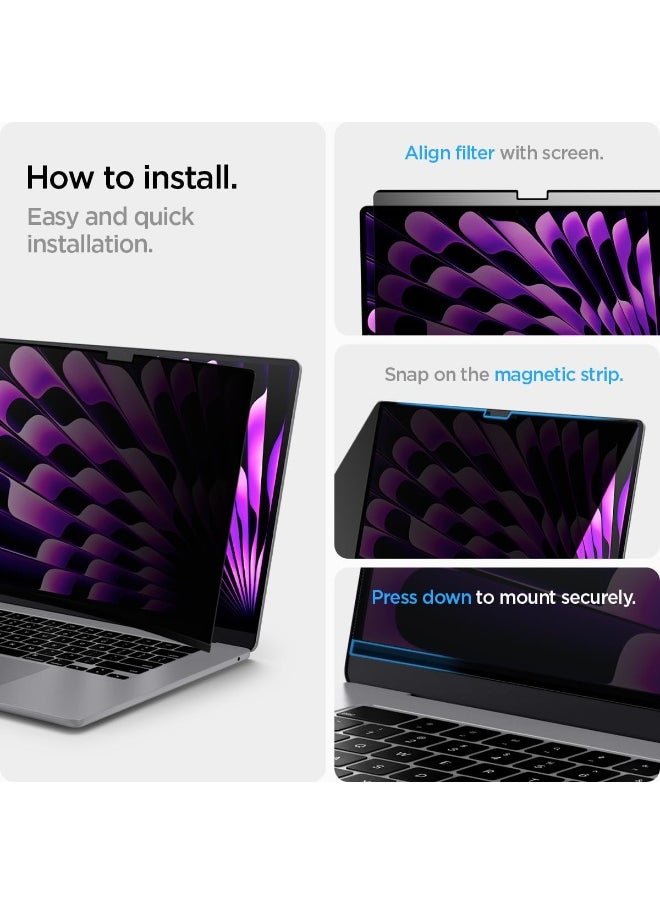 Spigen MacBook Air 15 inch Privacy Filter Screen Protector Film [SafeView] M4 (2025) / M3 (2024) / M2 (2023) [Snap on install / Removable]  - Image 5