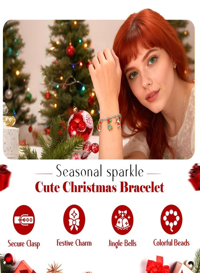 Merdia 7.28" Christmas Bracelets for Women | Vintage Design Jingle Bells Charm , Santa Claus & Xmas Tree Elements for Party Outfit | Charming Thanksgiving Accessories & Early Christmas Gift Ideas for Women - Image 3