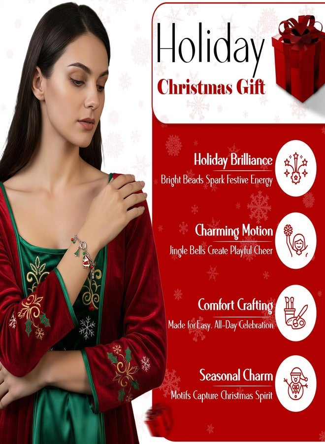 Merdia 7.28" Christmas Bracelets for Women | Vintage Design Jingle Bells Charm , Santa Claus & Xmas Tree Elements for Party Outfit | Charming Thanksgiving Accessories & Early Christmas Gift Ideas for Women - Image 5