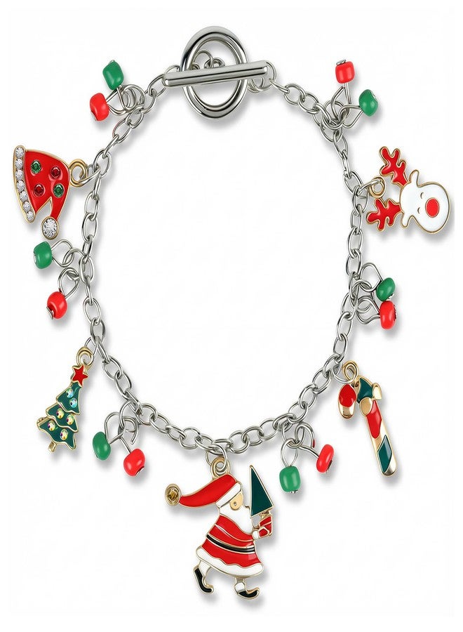 Merdia 7.28" Christmas Bracelets for Women | Vintage Design Jingle Bells Charm , Santa Claus & Xmas Tree Elements for Party Outfit | Charming Thanksgiving Accessories & Early Christmas Gift Ideas for Women - Image 1