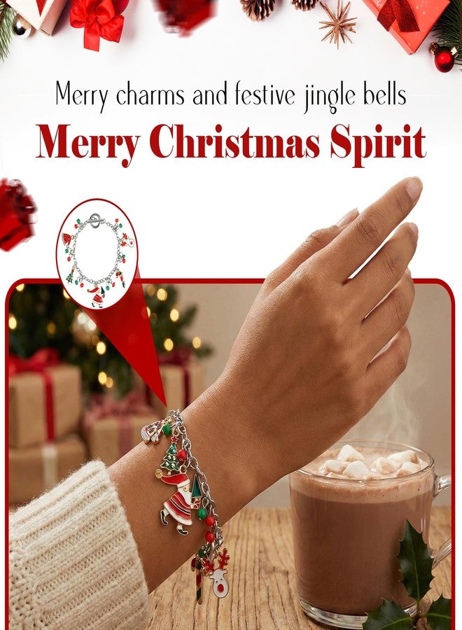 Merdia 7.28" Christmas Bracelets for Women | Vintage Design Jingle Bells Charm , Santa Claus & Xmas Tree Elements for Party Outfit | Charming Thanksgiving Accessories & Early Christmas Gift Ideas for Women - Image 2
