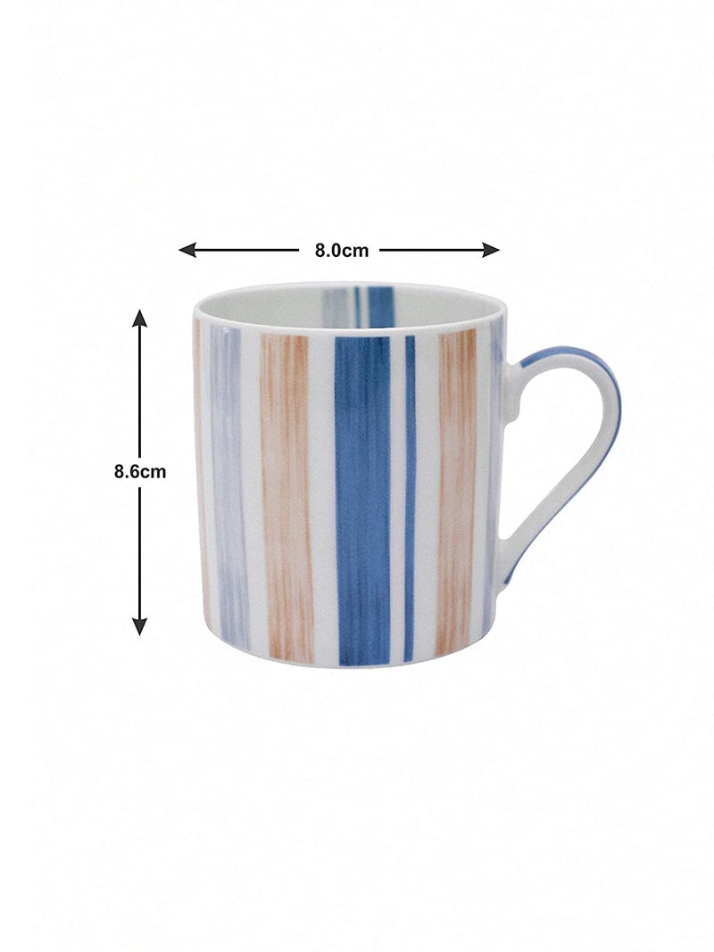 Goodhomes Fine Bone China Tea CupsCoffee Mugs with Stripes Print Set of 4 Cups Made in India - Image 4