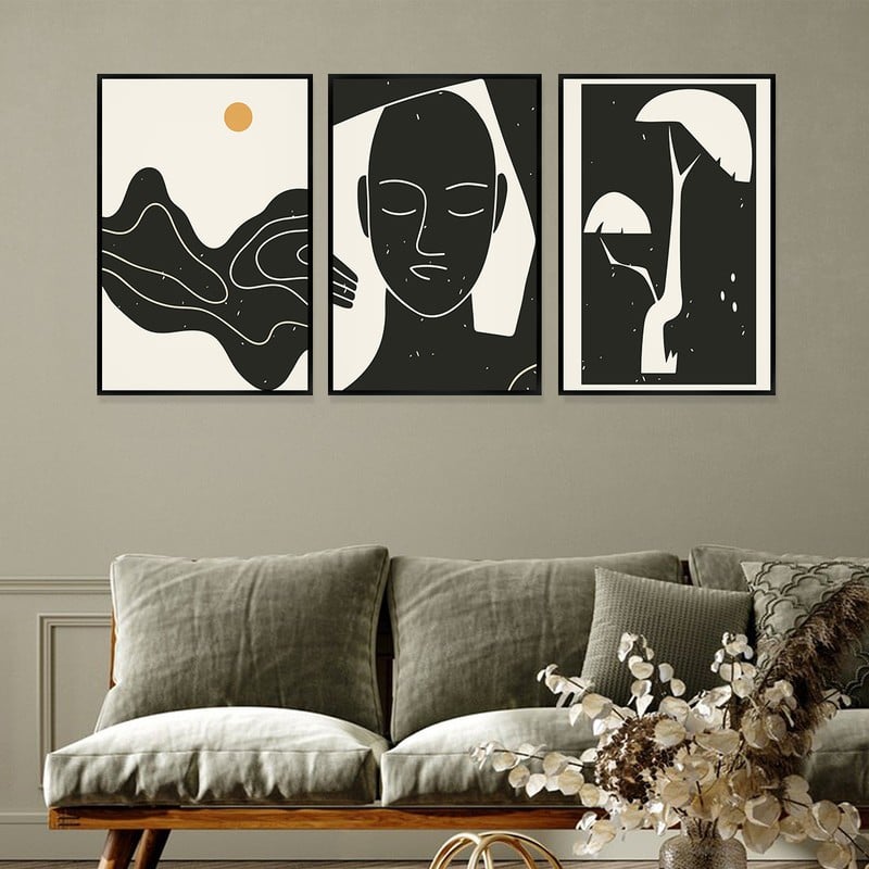 Marktna Three canvas prints in a bohemian art style with a hollow frame, measuring (120×60), three pieces - Image 3