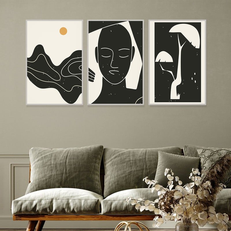 Marktna Three canvas prints in a bohemian art style with a hollow frame, measuring (120×60), three pieces - Image 2