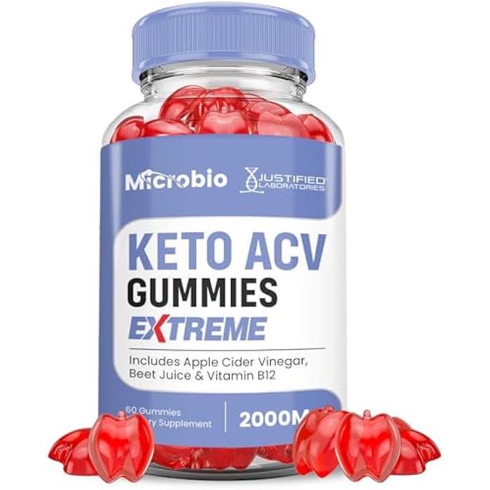 Justified Laboratories Microbio Keto ACV Gummies Extreme 2000MG Micro Bio Keto Gummies Apple Cider Vinegar Formulated with Pomegranate Beet Juice Powder B12 Vegan Non GMO 60 Gummys - Image 1