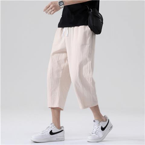 Mens Summer Lightweight Cotton Linen Shorts Khaki  - Image 1
