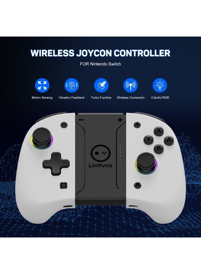 LinYuvo Classic Gamepad LinYuvo KS37B Wireless Joycon Controller for Switch, Switch Lite, Switch OLED with Colorful RGB Light, Metal Joystick, Six-Axis Gyroscope, Turbo Function, Adjustment Dual Vibration, Programmable Buttons, Programmable Mapping Function, Screenshot Function - Image 4