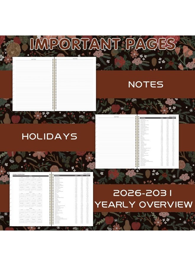 Artfan 2026-2031 Monthly Planner - 5 Year Planner/Calendar, 5 Year Calendar 2026-2031 Monthly Planners with Tabs, Jul. 2026 - Jun. 2031, 9" x 11", Twin-Wire Binding, Double-Side Pocket - Pinecone - Image 4
