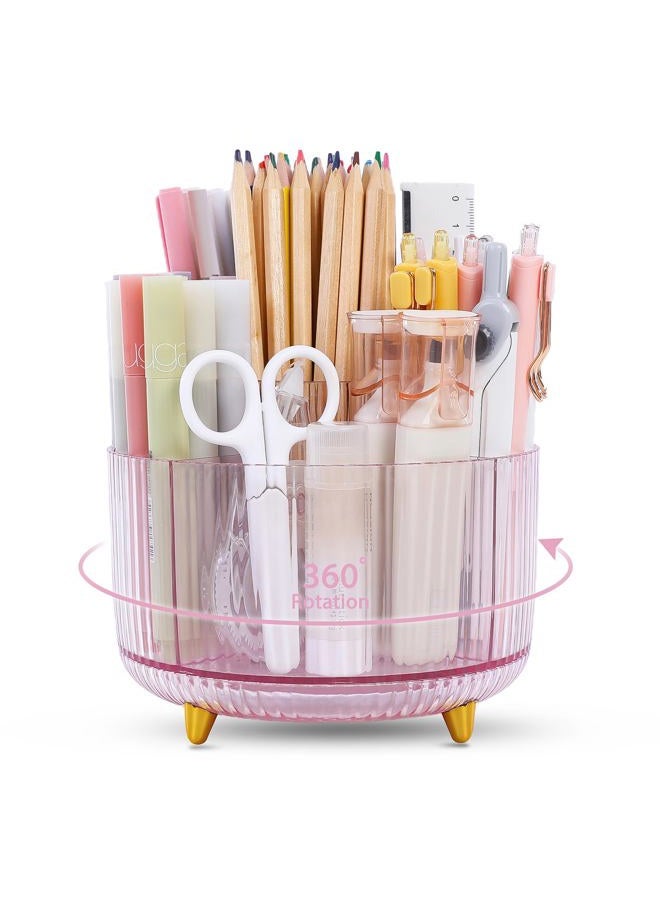 Skydue Rotating Pencil Pen Holder, Pen Organizer with 5 Slots - Aesthetic Desk Organizer and Accessories for School, Home, Office Supplies - Image 1