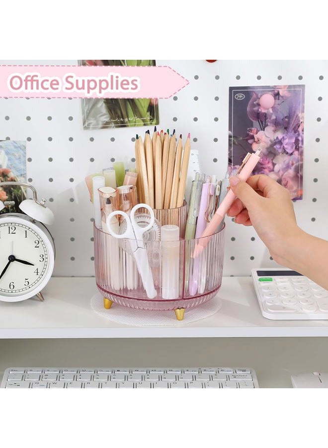 Skydue Rotating Pencil Pen Holder, Pen Organizer with 5 Slots - Aesthetic Desk Organizer and Accessories for School, Home, Office Supplies - Image 3