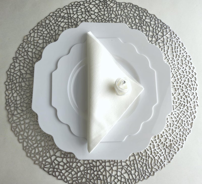 OCCASIONS FINEST PLA "" OCCASIONS "" 80 Plates Pack (40 Guests) Heavyweight Wedding Party Disposable Plastic Plates Set -40 x 10.5'' Dinner + 40 x 8'' Salad/Dessert Plate (Imperial White) - Image 4