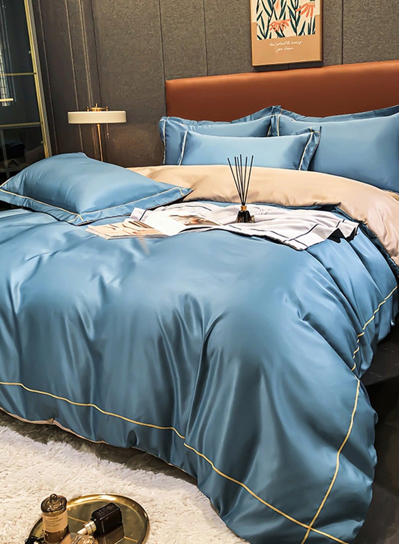 Sharpdo 4-Piece Silk Bedding Set, King Size Comforter Set, Warm in Winter and Cool in Summer Skin-Friendly Breathable Duvet Cover Set King Size - Image 5