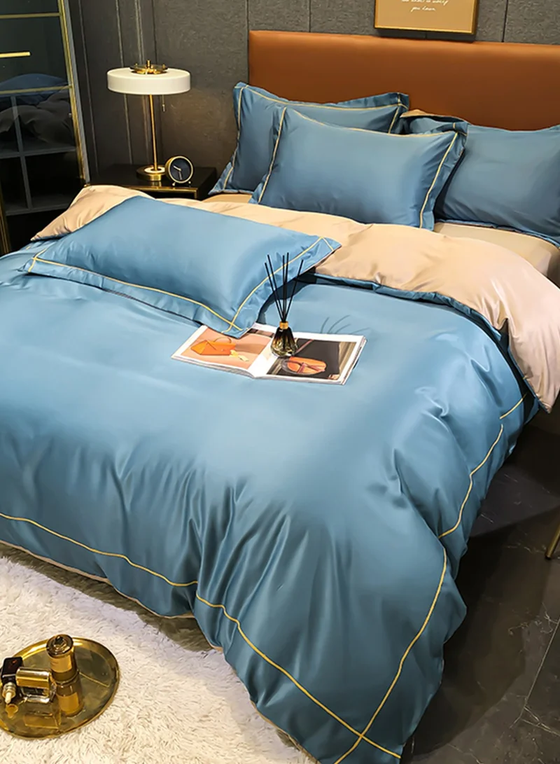 Sharpdo 4-Piece Silk Bedding Set, King Size Comforter Set, Warm in Winter and Cool in Summer Skin-Friendly Breathable Duvet Cover Set King Size