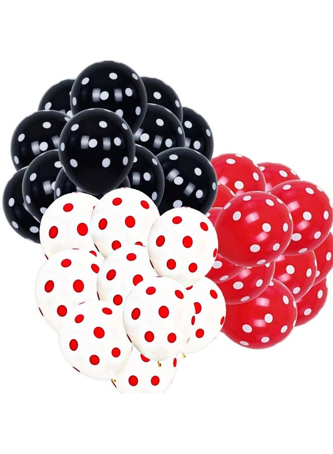 DUL DUL Black 10 pcs/Red 10 pcs /White 10 pcs Polka dot balloons for birthday decoration 30 Pcs-pack of ballons. Birthday/Decoration/Party,Engagement,/Theme Party Balloon (30, BLACK+RED+WHITE POLKA DOT)