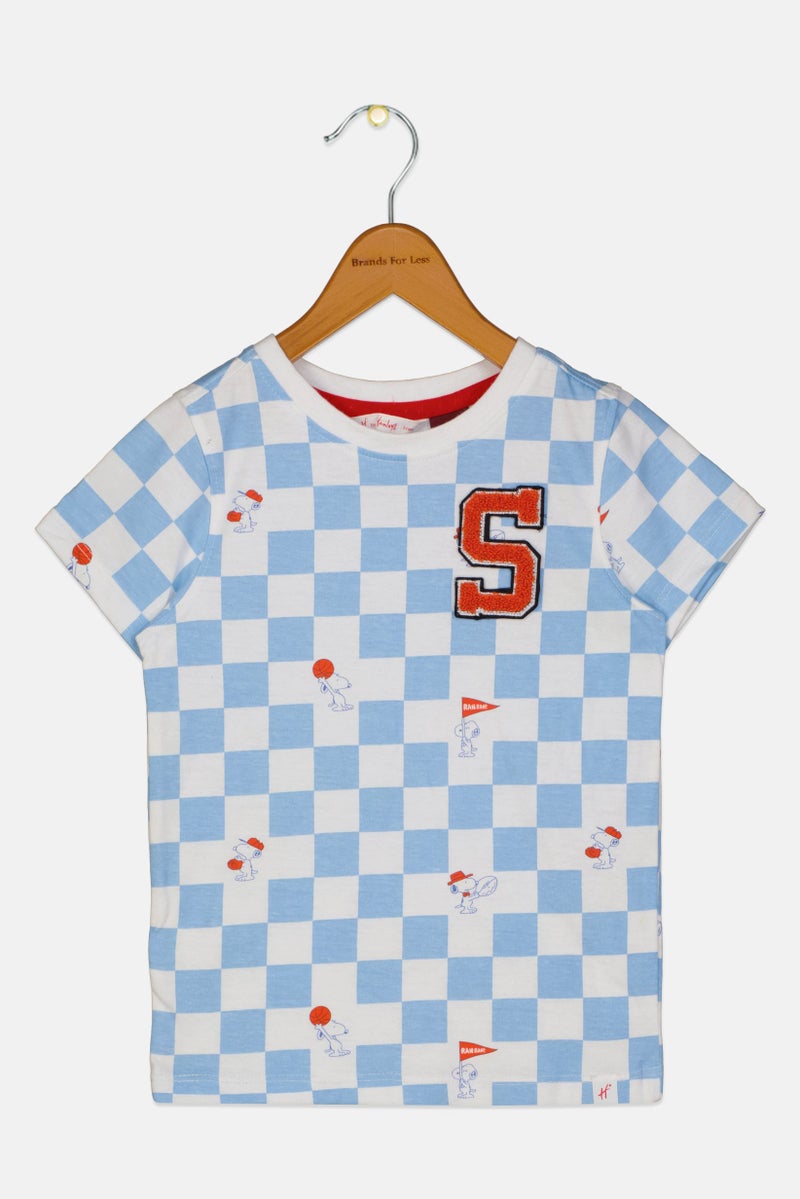 Hamleys x Peanuts Toddlers Boy Short Sleeve Checkered T-Shirt, Multicolor - Image 3