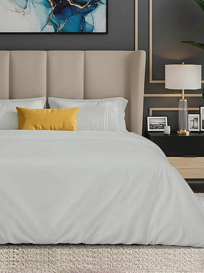 مالبيري ليفينج 100% Cotton Queen Duvet Cover - 250 TC  Width 240 x Length 220cms - Silver Grey