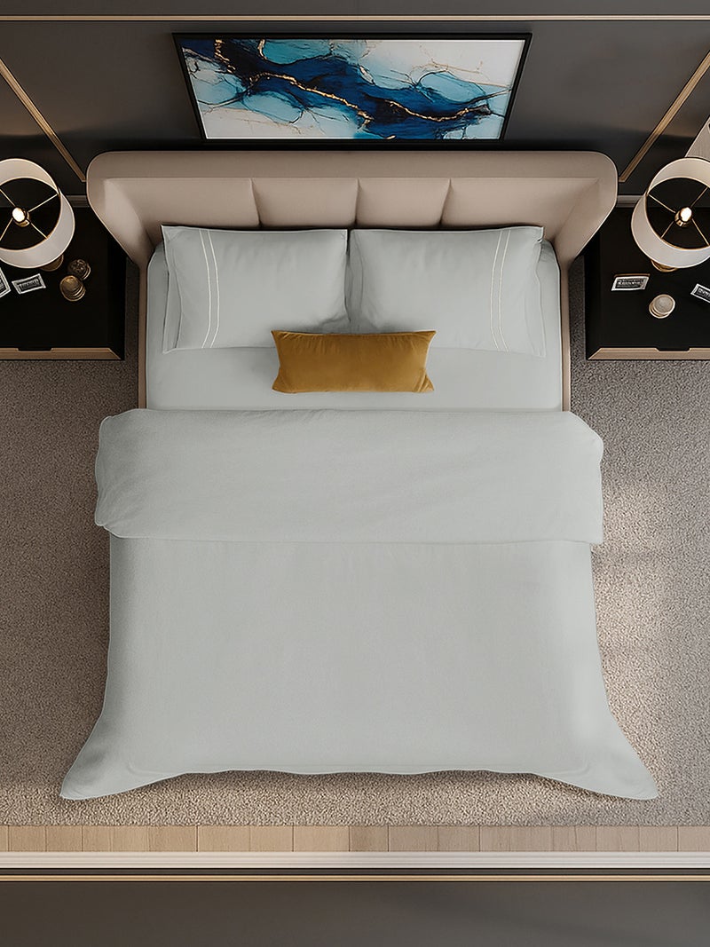 MULBERRY LIVING 100% Cotton Queen Duvet Cover - 250 TC  Width 240 x Length 220cms - Silver Grey - Image 5