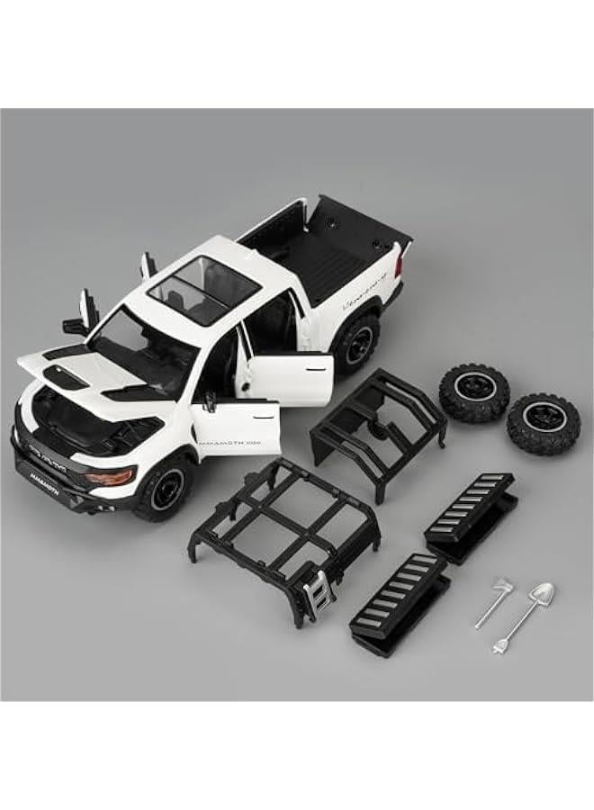Dodge Ram Mammoth Pick-Up Truck Model Car, Zinc Alloy Pull Back Toy car with Sound and Light for Kids Boy Girl Gift(White) - Image 4