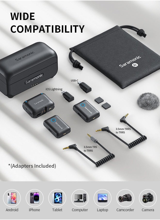Saramonic - Saramonic Blink 500 B2+ Wireless Lavalier Microphone,4-in-1 Micro 2-Person Digital Wireless Microphone System far Cameras for iPhone Android iPhone15 Cameras Computers for Live Stream Vlog Interview - Image 1