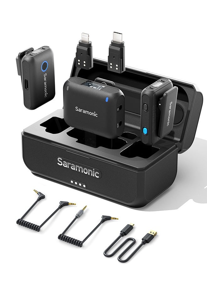 Saramonic - Saramonic Blink 500 B2+ Wireless Lavalier Microphone,4-in-1 Micro 2-Person Digital Wireless Microphone System far Cameras for iPhone Android iPhone15 Cameras Computers for Live Stream Vlog Interview - Image 1