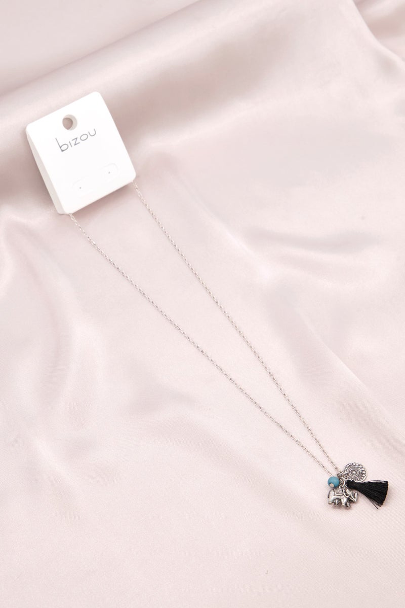 Bizou Women Necklace With Elephant Charm, Silver - Image 1