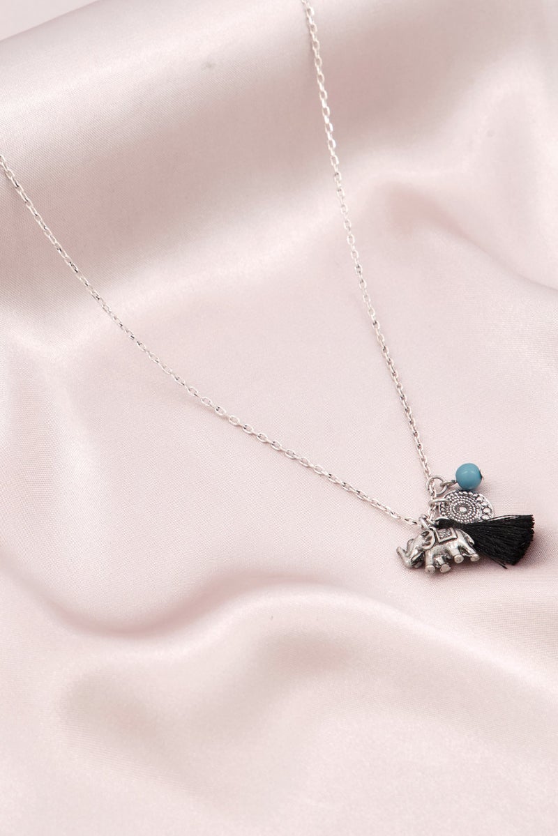 Bizou Women Necklace With Elephant Charm, Silver - Image 2