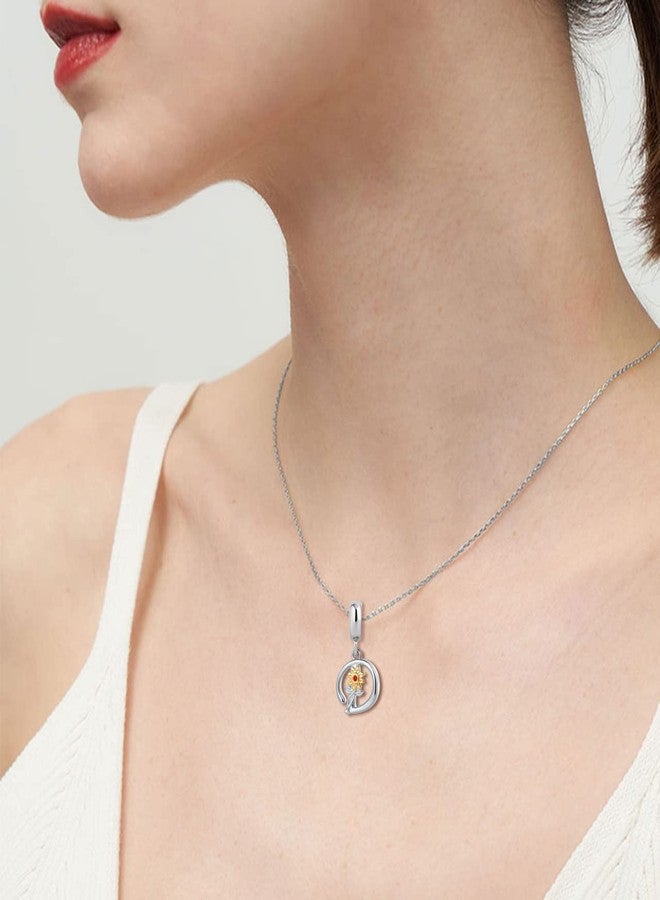 QeenseKc Initial D Sunflower Charm You are My Sunshine Letter Pendant Bead for Pandora Bracelet Necklace - Image 4