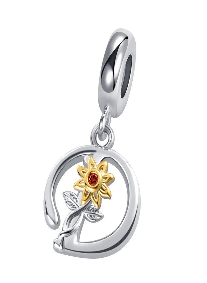 QeenseKc Initial D Sunflower Charm You are My Sunshine Letter Pendant Bead for Pandora Bracelet Necklace - Image 2