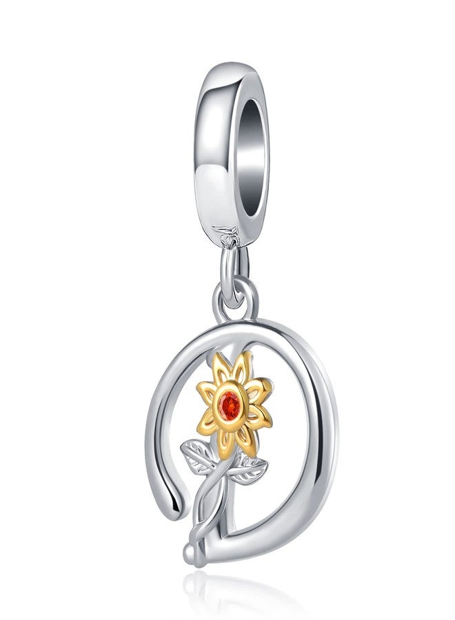 QeenseKc Initial D Sunflower Charm You are My Sunshine Letter Pendant Bead for Pandora Bracelet Necklace - Image 1